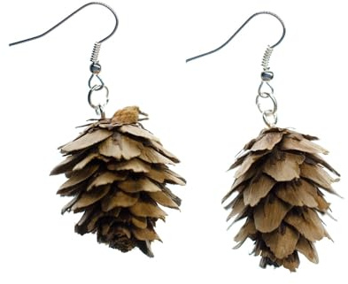 Miniblings Echte Tannenzapfen Ohrringe Hänger Pinienzapfen Natur versilbert | Ohrschmuck, sorgfältig in Berlin gefertigt, sorgfältig von Hand montiert