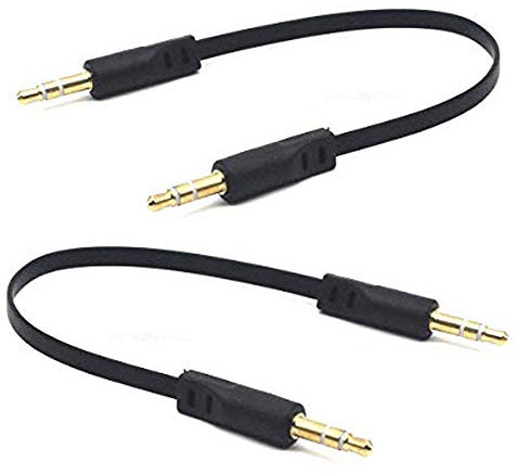Kework Cavo audio piatto con jack TRS da 15 cm da 3,5 mm, confezione da 2, da maschio dritto a maschio dritto da 3,5 mm, con spina stereo a 3 poli per cuffie, cavo AUX per cuffie