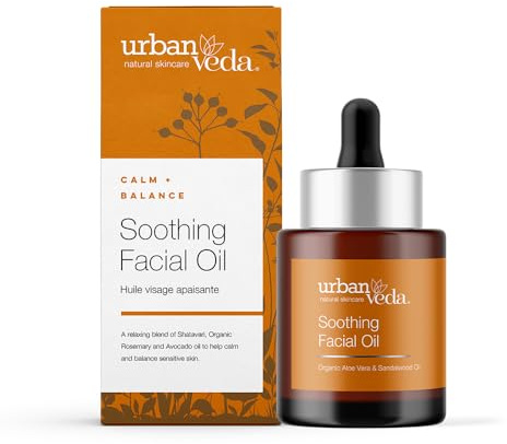 Urban Veda Soothing Facial Oil | For Dry, Sensitive and Mature Skin | Avocadooil & Rosehip Oil for face |Calming, Nourishing & Brightening | Natural Faceoil with Bio Oil | Vitamin A Oil | 30 ML