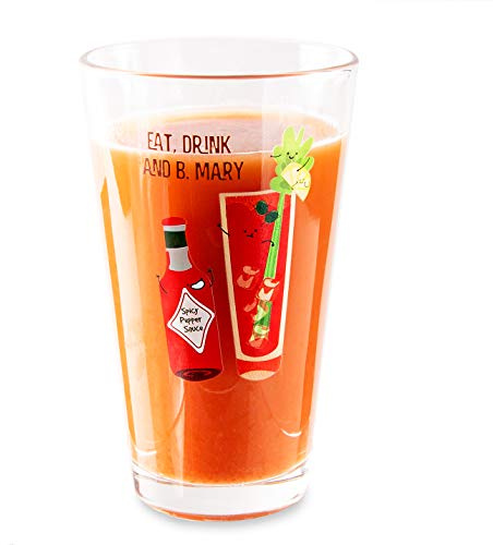 Pavilion Gift Company 74867 Eat, Drink & B. Mary-Bloody Mary-16 oz 16 oz Pint Glass Tumbler, Red