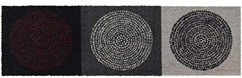 Salonloewe Nestor Fußmatte waschbar 030 x 100 cm graue Kreise Muster Schuhparkplatz, Gummi und Polyamid, rutschfest, trocknergeeignet, pflegeleicht