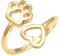 Nenalina Ring Silber 925 Damen vergoldet Silberring Gold Damenring verstellbar Herz und Pfote