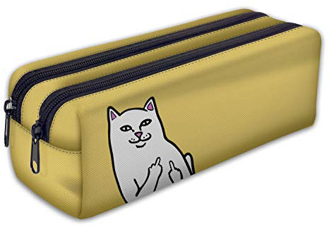 Mäppchen Federtasche Schlamperbox Federmäppchen Schüleretui Stiftemappe mit Zwei Reißverschlüssen Fuck Cat [107]