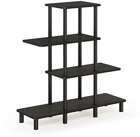 Furinno Deko-Regal mit 4 Ebenen, holz, Espresso/Schwarz, 29.49 x 94 x 100.2 cm