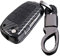 Happyit Coque en Fibre de Carbone ABS + Silicone Clé de Voiture Couverture Cas pour Audi Sline A3 A5 Q3 Q5 A6 C5 C6 A4 B6 B7 B8 TT 80 S6 3 Boutons Porte-clés (Noir)