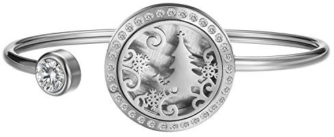 Flongo Aroma Diffuser Bracelet Bangle Women's Necklace Women's Bracelet Aroma Locket Diffuser Aromatherapy Fragrance Locket Essential Oil Diffuser Christmas Tree Tree of Life Flowers, Stainless Steel