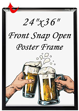 T-Sign Aluminium-Schnapp-Poster-Rahmen, 61 x 91,4 cm, inkl. weißer trockener Ohrlochfläche, 1 Profil zur Wandmontage, Schwarz, 2 Verwendungsmethoden, für mehr Display