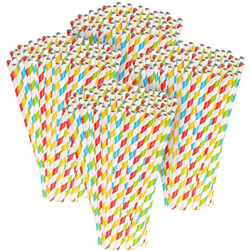 400 pailles en papier rayé 4 couleurs [Pearl]