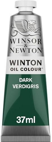 Winsor & Newton 1414405 Winton, feine hochwertige Ölfarbe - 37ml Tube mit gleichmäßiger Konsistenz, lichtbeständig, hohe Deckkraft, reich an Farbpigmenten - Grünspan Dunkel
