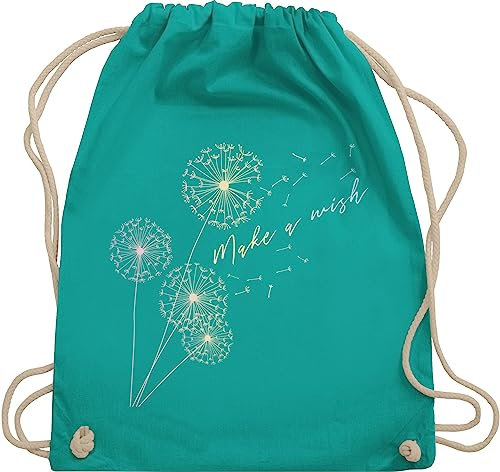 Shirtracer Turnbeutel Rucksack - Sprüche Statement - Pusteblume Flower - Unisize - Türkis - beutel mit blumenmuster statements wish stoffrucksack damen floral sprüchen wish. stoffbeutel groß blumen