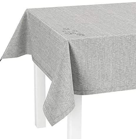 LILENO HOME Tischdecke abwaschbar [110x140cm] in Silber - Gesäumte | Polypropylen Gewebe Tischdecke wasserdicht mit Fleckschutz
