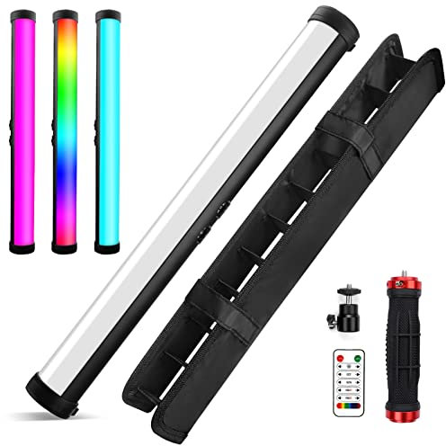 RGB LED Video-Lichtstab, Obeamiu 2600-9600K tragbare Fotografiebeleuchtung, eingebauter 5000mAh wiederaufladbarer Akku, 21 Lichteffekte für Konferenzaufnahmen, YouTube Studio, Live-Streaming