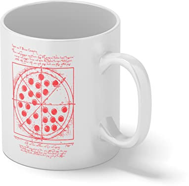 Tom Vitruvian Pizza Leonardo da Vinci White Coffee Mug