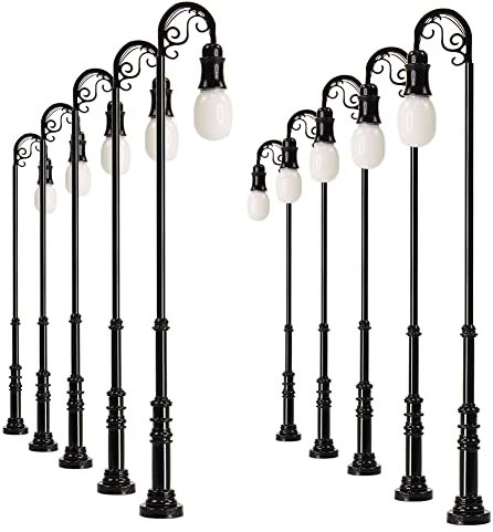 Evemodel LQS71HO 10 Stück Modellbahnzug H0 Straßenlaterne Spur 1:87 LED 93mm 3V
