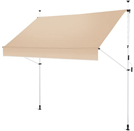 Gartenfreude Klemmmarkise 200 x 120 Sonnenschutz Balkonmarkise Campingmarkise ohne Bohren, Taupe/Beige – gerader Schnitt, 4900-1520-115, Klemmmarkise 200 x 120 cm - Taupe