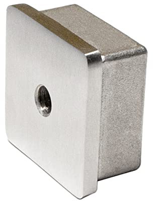 PRIOstahl Vierkantrohrstopfen Rohrstopfen Stopfen Abdeckkappe Rohrkappe - 40 x 40 x 2mm x 1 Stück Flach mit M8 Gewinde für Vierkantrohr als Endkappe Abdeckung Rohr Geländerbau aus Edelstahl V2A