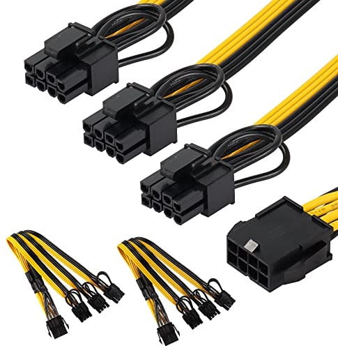 CERRXIAN 2-Pack EPS CPU 8 Pin Female to GPU 3x 8(6+2) Pin Male PCIE Splitter Cable,CPU to Graphic Card 8 Pin PCIE Conversion Cable For Modular Power Supply,Graphics Video Card-9.8 inch