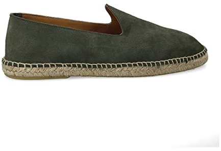 PAYMA - Herren Leder Espadrilles Sommerpantoffeln. Wildleder Mokassin Loafer Sandalen. Freizeitschuhe. Sommerschuhe für Herren. Gummi und Jute Schuhboden. Braun, Marineblau und Khaki.