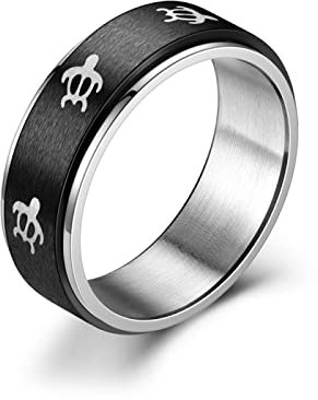 PAIHUIART Ring Ringe Damen Bijouterie Frauen Schmuck 4 Farben Mode Niedlich Frauen Angst Ring Männer Schildkröte Ring Anti-Angst Ring Dekompressionsring Drehring 6 Schwarz