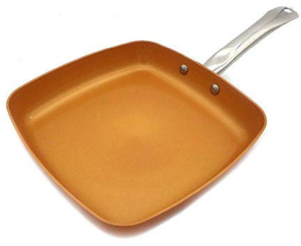 COTBY Bratpfanne Kupferpfanne Antihaftbeschichtete Tiefe quadratische Induktions-Kochpfanne Bratpfanne Bratpfanne Spülmaschinenfest Ofenfeste Bratpfanne (Größe:2,2 mm Deckel) ()