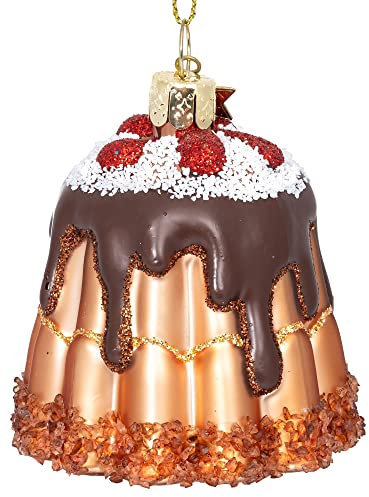 SIKORA Schokoladen Pudding besondere Weihnachtskugel Glas Christbaumschmuck Deko Figur Weihnachten Anhänger Ornament - Trend Line - BS566