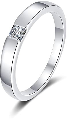 ANAZOZ Eheringe Silber 925, Hochzeit Ringe Damen Personalisiert Größe 52 (16.6) Solitärring mit Moissanit 0,3 Karat