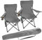 Taylor & Brown Set of 2 Lightweight Folding Camp Chair - Portable Chairs with Cup Holder, Side Pocket and Bag Perfect for Camping, Festivals, Garden, Fishing, Beach and BBQs, Grey