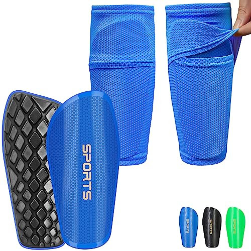 iMoebel Fußball Schienbeinschoner einschließlich 𝗦𝘁𝗿𝘂̈𝗺𝗽𝗳𝗲 𝗺𝗶𝘁 𝗘𝗶𝗻𝘀𝘁𝗲𝗰𝗸𝘁𝗮𝘀𝗰𝗵𝗲 𝘂𝗻𝗱 𝗔𝗻𝘁𝗶-𝗥𝘂𝗮𝘀𝗿𝘂𝘁𝘀𝗰𝗵-𝗗𝗲𝗰𝗸𝗲𝗹 für Kinder Herren Erwachsene, Blau L