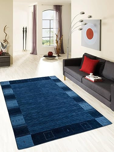 Rug Studios Teppich NONZA BORDÜRE | Farbe: Blau; Größe: 200 x 300 cm | strapazierfähig und leicht zu reinigen | Wohnzimmer | Schlafzimmer