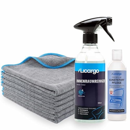 LICARGO® Innenraum Pflege Set - 6X Premium Microfasertücher & Innenraumreiniger (500ml) & Kunststoffpflege Auto (250ml)