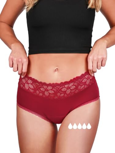 Taynie Deluxe extra stark Periodenunterschwäsche Damen, Periodenunterwäsche, ersetzt bis zu 4 Tampons, Starke Blutung, Bio-Baumwolle, PFAS-frei, biozidfrei, 60°C waschbar, Menstruationsunterwäsche
