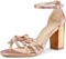 Allegra K Sandali con Tacco Alto e Tacco Alto a Punta Aperta con Papillon da Donna Oro Rosa 40