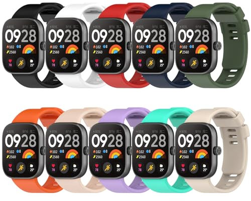 BDIG 10 Stück Silikon Sport Armbänder Kompatibel mit Xiaomi Redmi Watch 5/4 für Damen Herren,Armband Kompatibel mit Xiaomi Redmi Watch 5/4