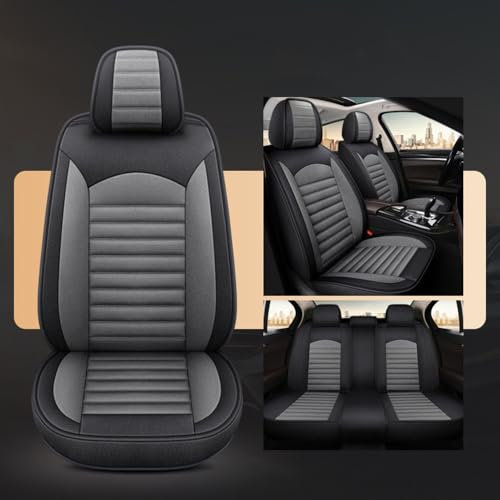 Autositzbezüge Set Für Volvo V40 2012-2024, Auto-Sitzbezug-Set - Atmungsaktiv - Seitenairbag-kompatibel, Geeignet für Alle Jahreszeiten,Black+Grey