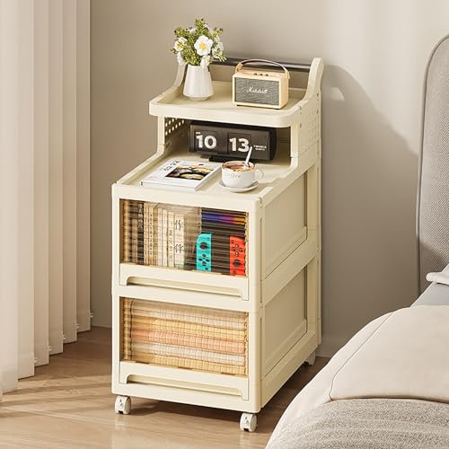 Hanmorfarbi 4-stöckiger Schubladenschrank, Rollcontainer mit Schubladen, Schrankwagen mit Schubladen, Rollcontainer Schreibtisch mit 2 Schubladen, Schubladenschrank mit Limit Pin, 49 * 36 * 75 cm