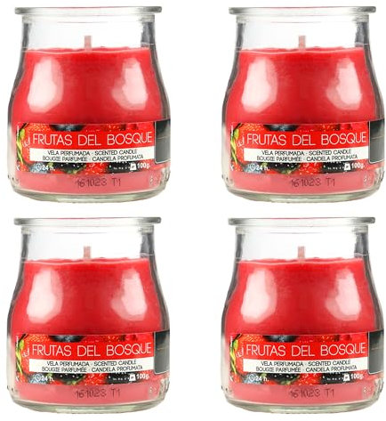 4 Stück Duftkerzen Waldfrüchte, Duftkerzen Waldfrüchte im Glas 24 Stunden Verbrennung