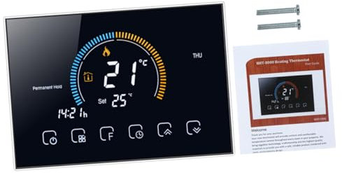 Mikikit Smart-heimthermostat Digitalthermostat Fußbodentemperaturregler Mit LCD-Bildschirm Und Touch-Taste Für Zuhause Installieren Mit Wetter Und Luftfeuchtigkeitsanzeige