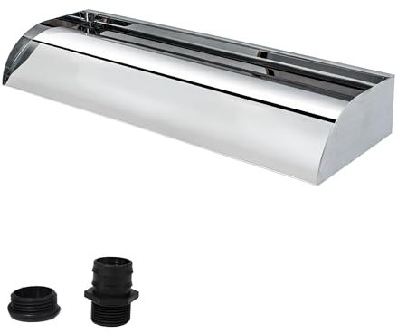 E-ANG.W Wasserfall aus Edelstahl,Wasserspeier mit Breite 20cm Gebogene Plattform,für Gartenteich,Terrassen,Schwimmbäder und Wassermerkmale(45cm)