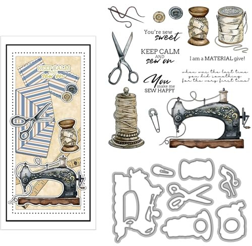 Stanzformen und Stempel-Sets für Nähmaschinen und Zubehör, für Kartenherstellung, Scrapbooking, You're Sew Sweet, You make me Sew Happy Words, transparente Silikon-Stempel, Papierbasteln,