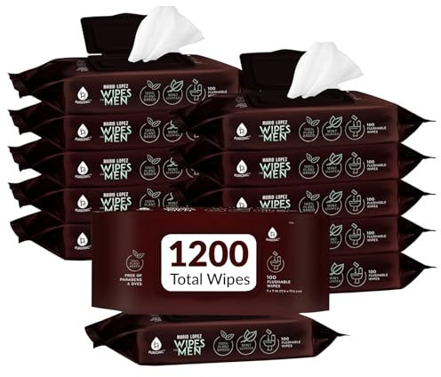 Mario Lopez Wipes for Men - 12 Pack - 1200 Mint Scented Flushable Wipes, Plant-Based, Paraben & Dye-Free by PURSONIC