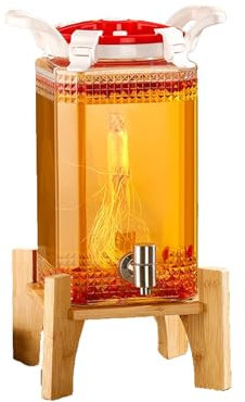 Botella de vino con grifo, máquina de bebidas de vidrio con soporte, dispensador de bebidas en tarro de vidrio de 7,5 l para fiestas en el hogar uso diario