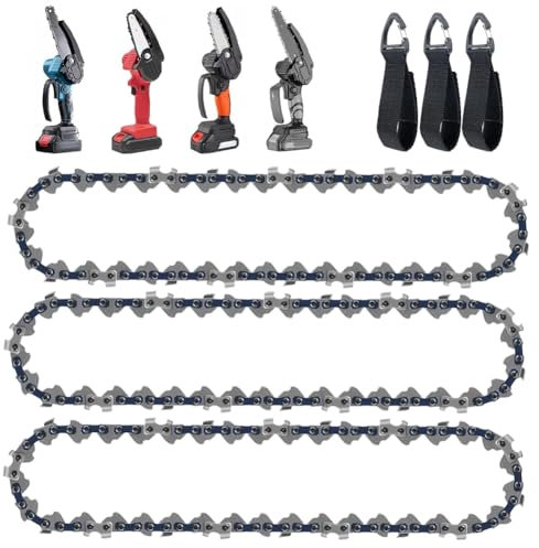 CEWROM Catena per motosega da 6 pollici, 3 pezzi, catena intercambiabile, semi scalpello, 1/4 pollici, 36 maglie da 1,1 mm, basso contraccolpo, accessori per motoseghe