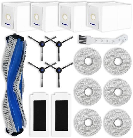 Liveryde Pièces de rechange compatibles avec ECOVACS DEEBOT T30 PRO OMNI / T30 OMNI accessoires, 1 brosse principale, 4 brosses latérales, 2 filtres, 6 chiffons de vadrouille, 4 sacs (Pas pour T30S)