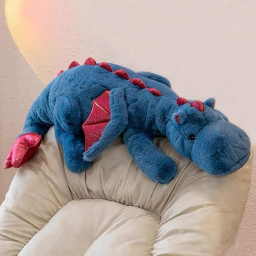 Leahaoe Blau Riesiger Plüschdrache - XXL 130cm Kuscheltier Drachenstofftier - Weiches Flauschiges Fantasy Spielzeug - Farben: Blau, Grün, Rosa, Weiß - 3kg