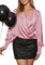 CUPSHE Camicetta da donna elegante a maniche lunghe drappeggiata con scollo a sovrapposizione con polsini a punto smock in tessuto di raso camicette per feste serali abbigliamento casual, rosa, L