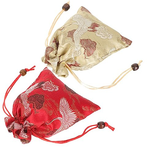 TOVINANNA 2 Stück Kleine Schmuckbeutel aus Flanell mit Kordelzug Elegante Aufbewahrungstaschen für Charme und Perlen als Geschenkbeutel für Hochzeiten