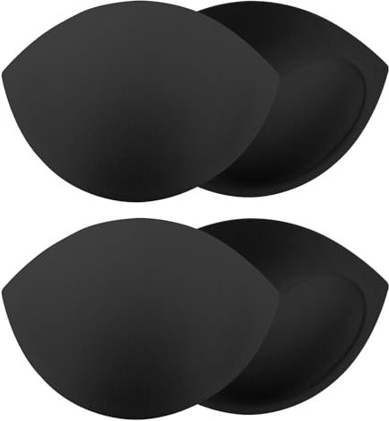2 Pairs Women's Push Up Bra Pads Inserts Breast Enhancers,11.5 * 8.5cm, Bra Cups Insert or Sew In, Breast Enhancer Cups Fits A Cup, Black（S）