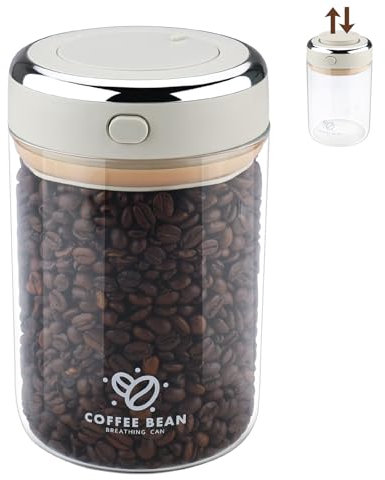 Zosenyer Kaffeedose Luftdicht, 1100ml Vakuum Kaffeebehälter aus Hochwertigem Glas für Kaffeebohnen, Pulver, Tee, Nüsse, Kaffee Aufbewahrungsdose für Familie, Büro, Café