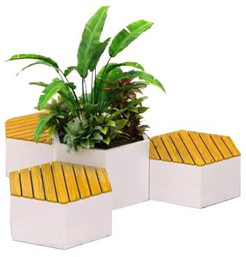 WANGHAI-666 Fioriera con Panca Il Set di fioriere da Esterno con panche Include: 1 fioriera e 3 panchine, Ideali for Esterni e Interni Panca con fioriera(L188*D75*H55cm)