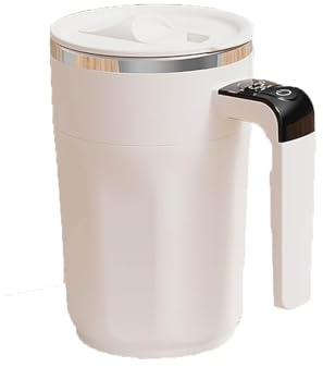 Tazza da caffè auto-mescolante, portatile, per mescolare automaticamente, per mescolare latte, cacao e bevande, tazza durevole da viaggio personalizzata (bianco, 14 cm)